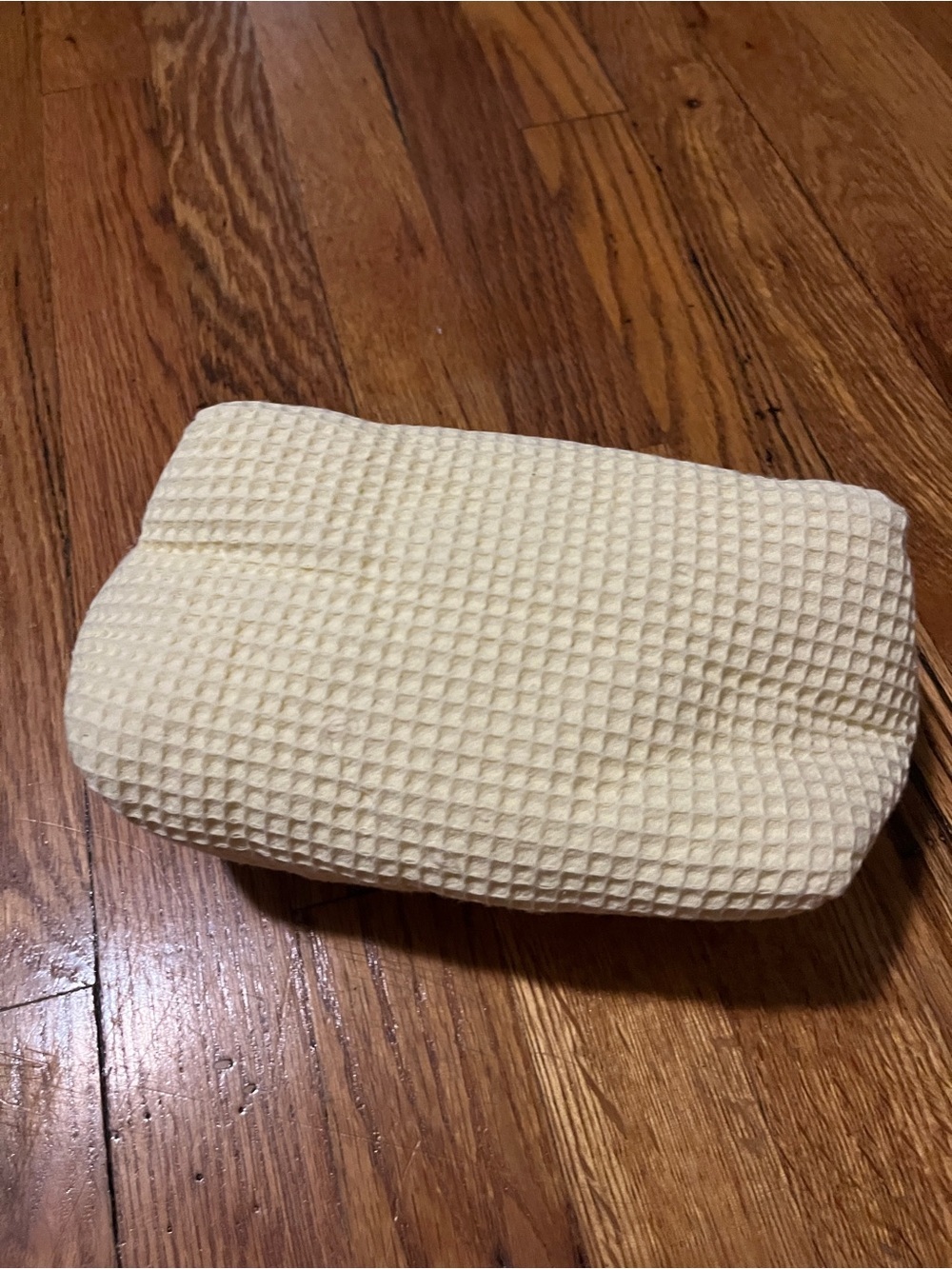Yellow Waffle-Textured Cosmetic Pouch - Small Toiletry Bag - Picture 4 of 5